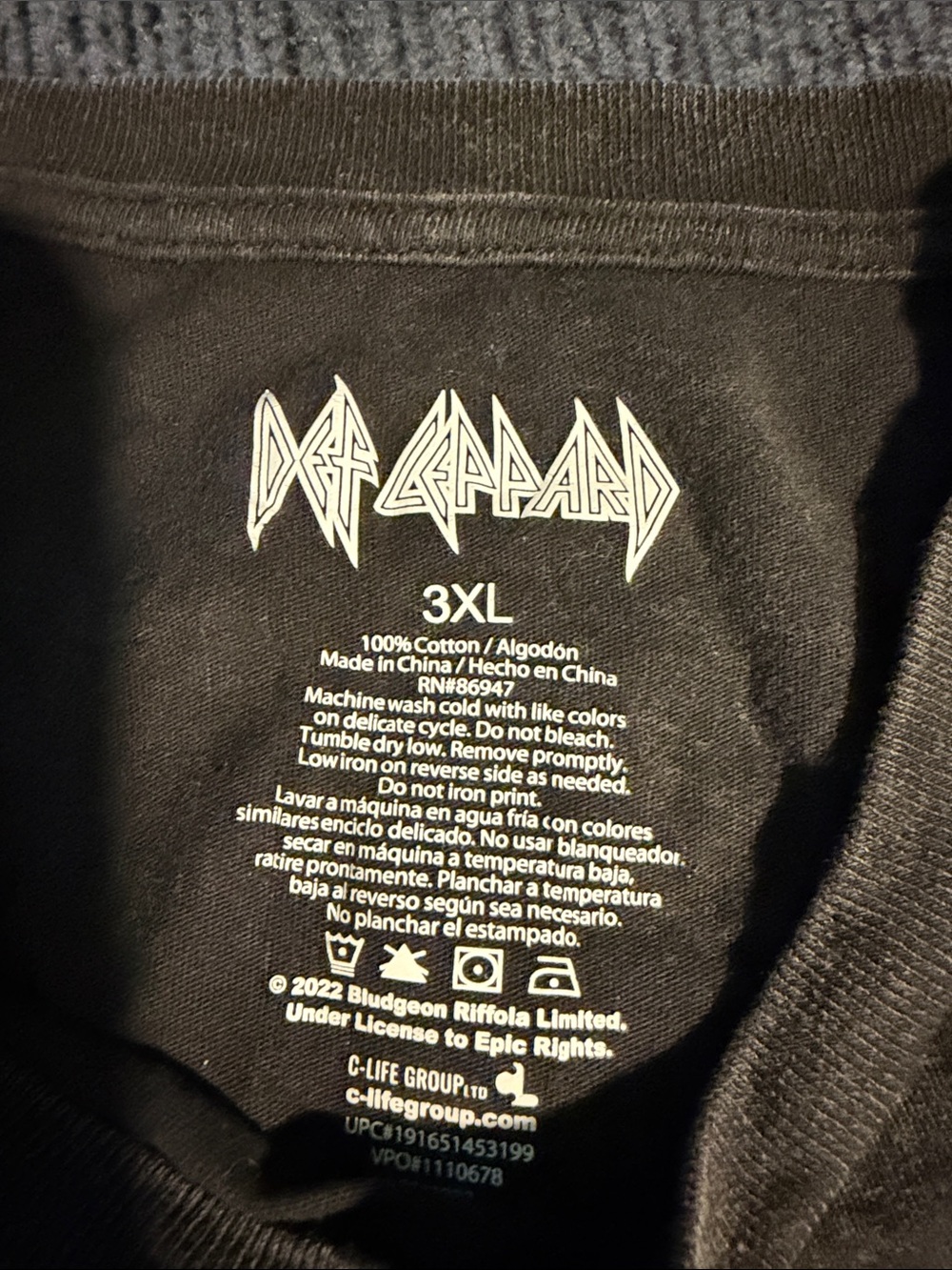 Def Leppard Black Graphic Tee — 3XL Logo Print - Picture 3 of 4